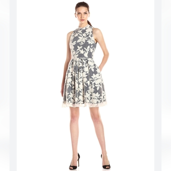 ERIN by Erin Fetherston Blackand Cream Floral Midi Dress Size 8